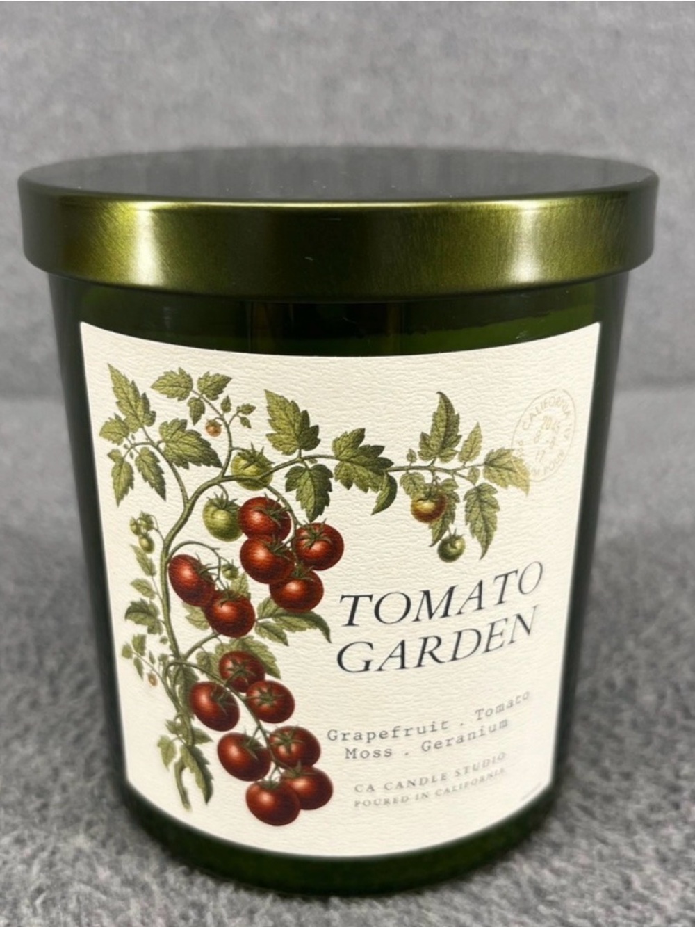 Tomato Garden Scented Candle - Green Glass Jar